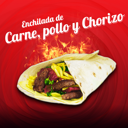 ENCHILADA CARNE, POLLO Y CHORIZO