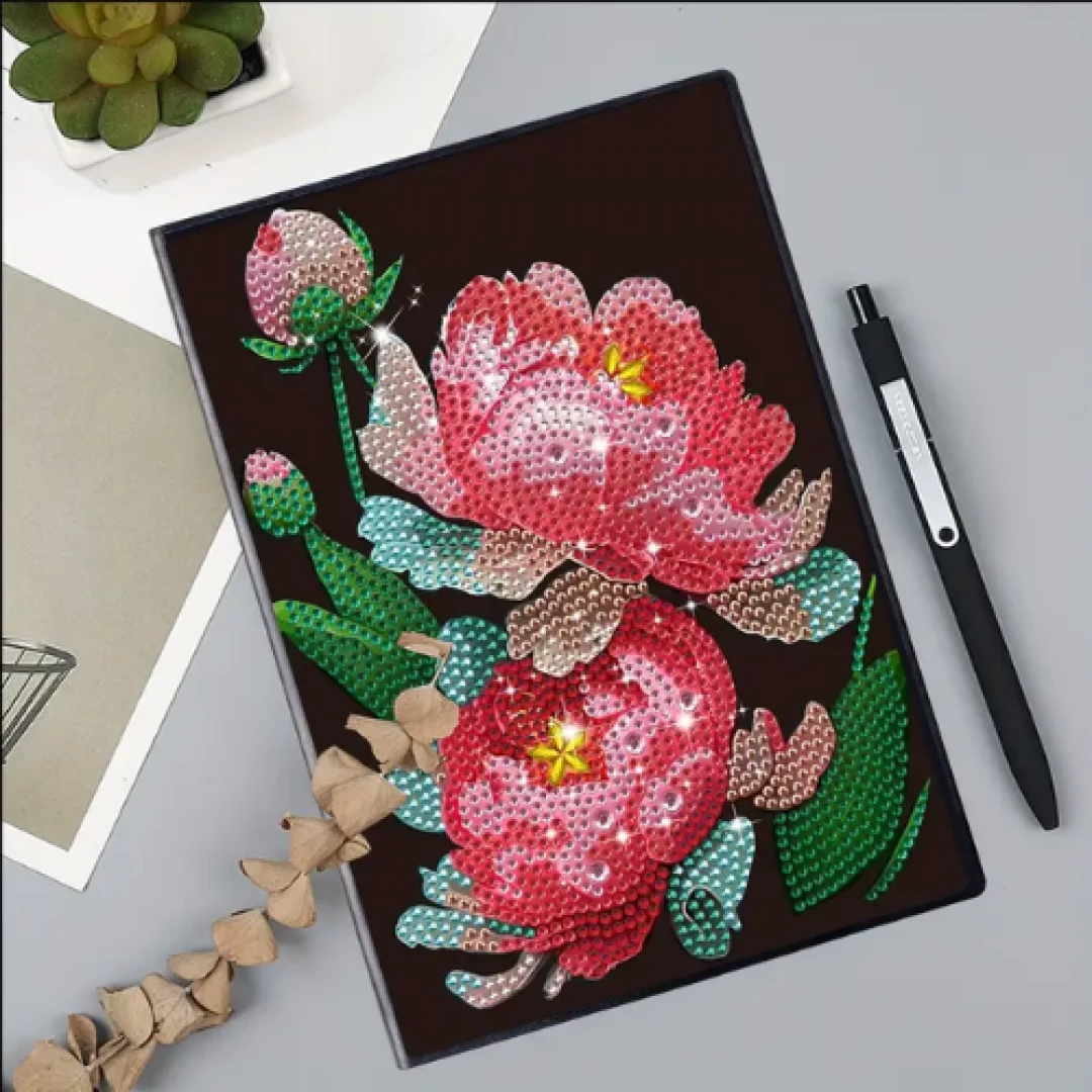 Cuaderno Flor Roja Diamond Painting
