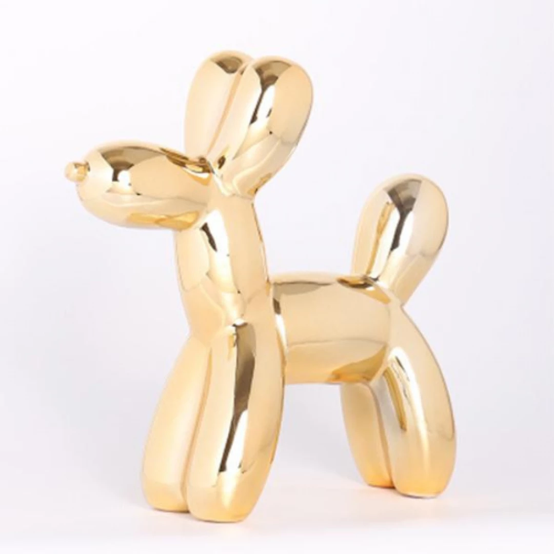 Perro Globo Dorado de Cerámica