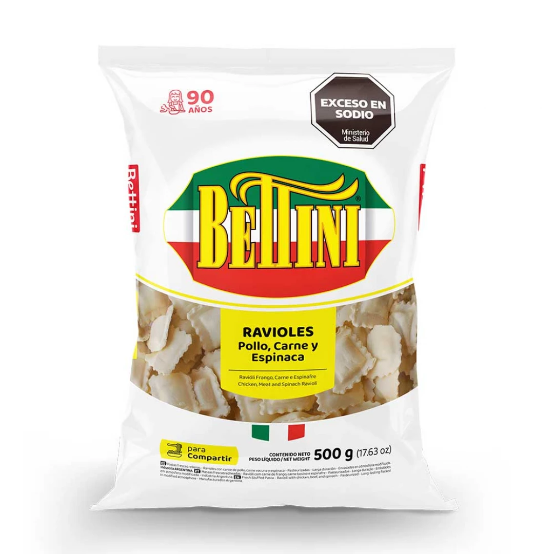 Ravioles 500 g con Pollo, Carne y Espinaca