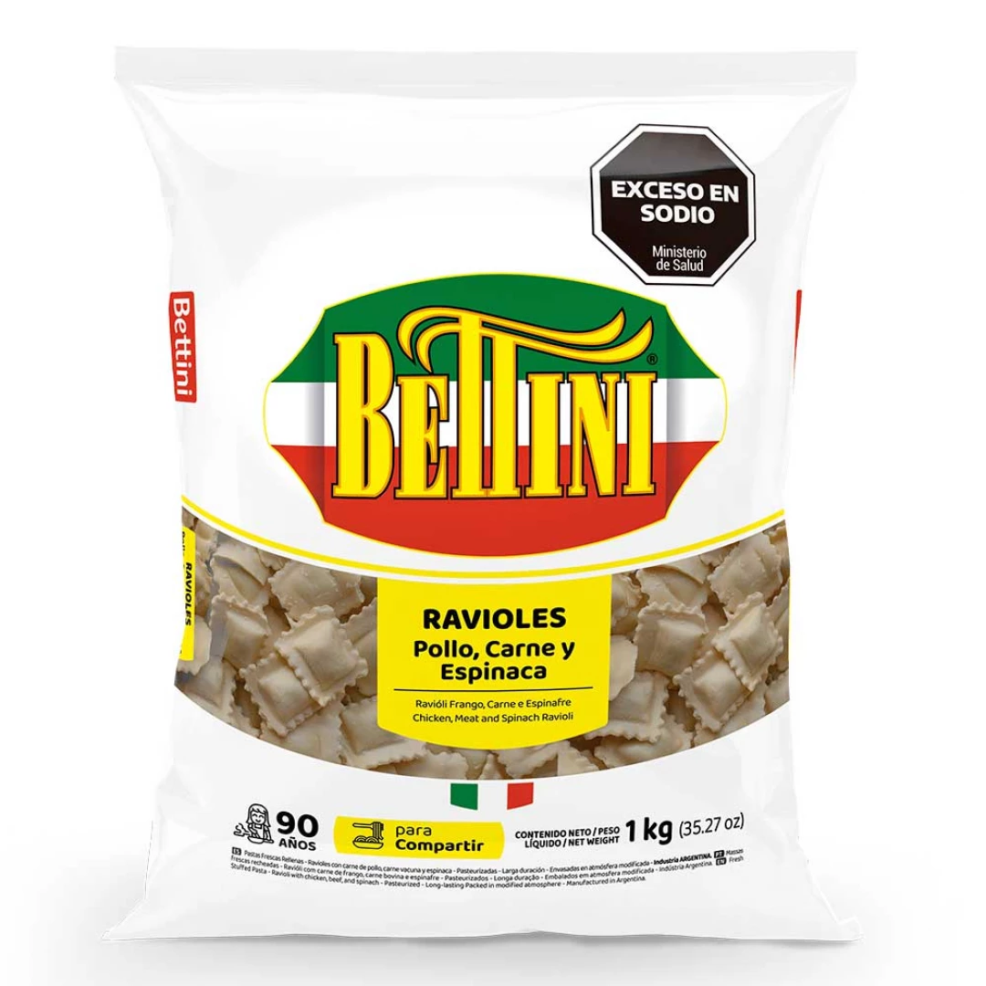 Ravioles 1 KG con Pollo, Carne y Espinaca