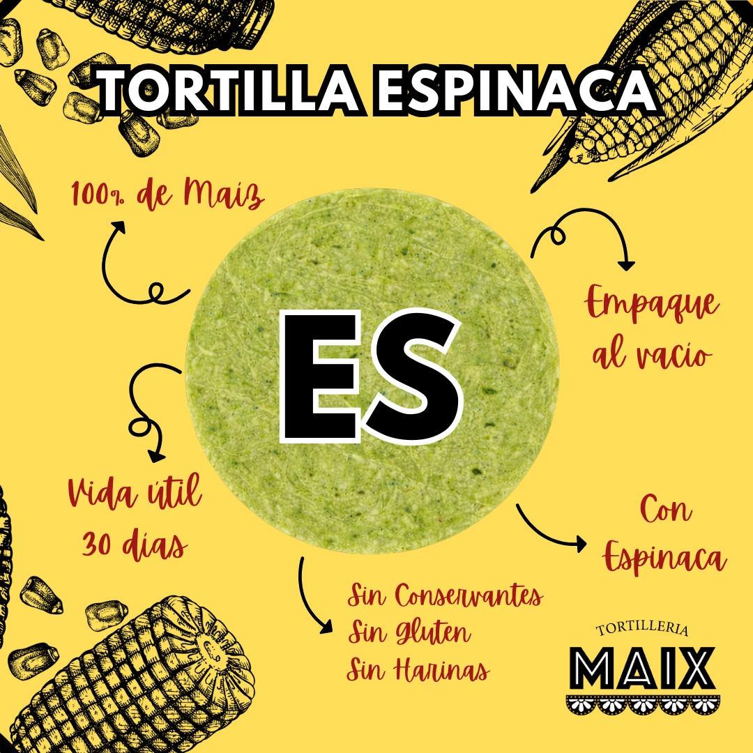 Libra de Tortilla Espinaca 100% de Maíz