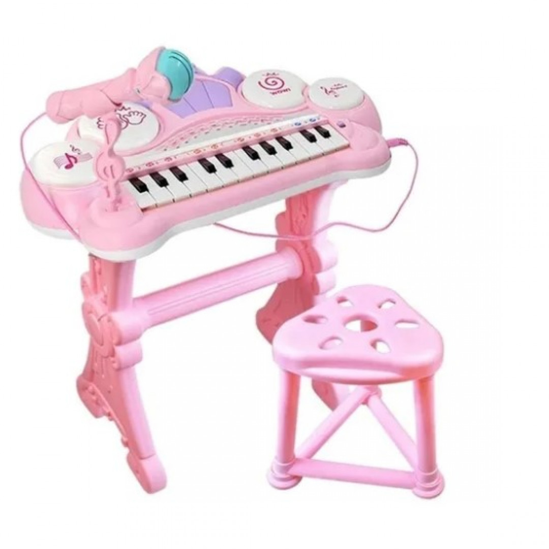 Teclado Electrónico Piano Para Niños Musical Con Micrófono---Rosado