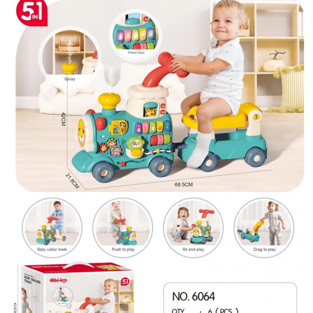 Caminador Tren 5 en 1 Celeste