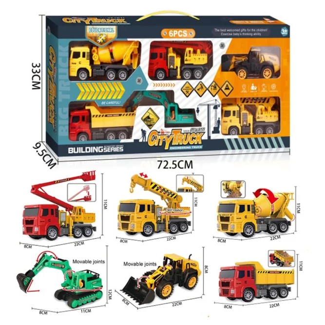 Set de 6 Camiones de Construcción de Juguete