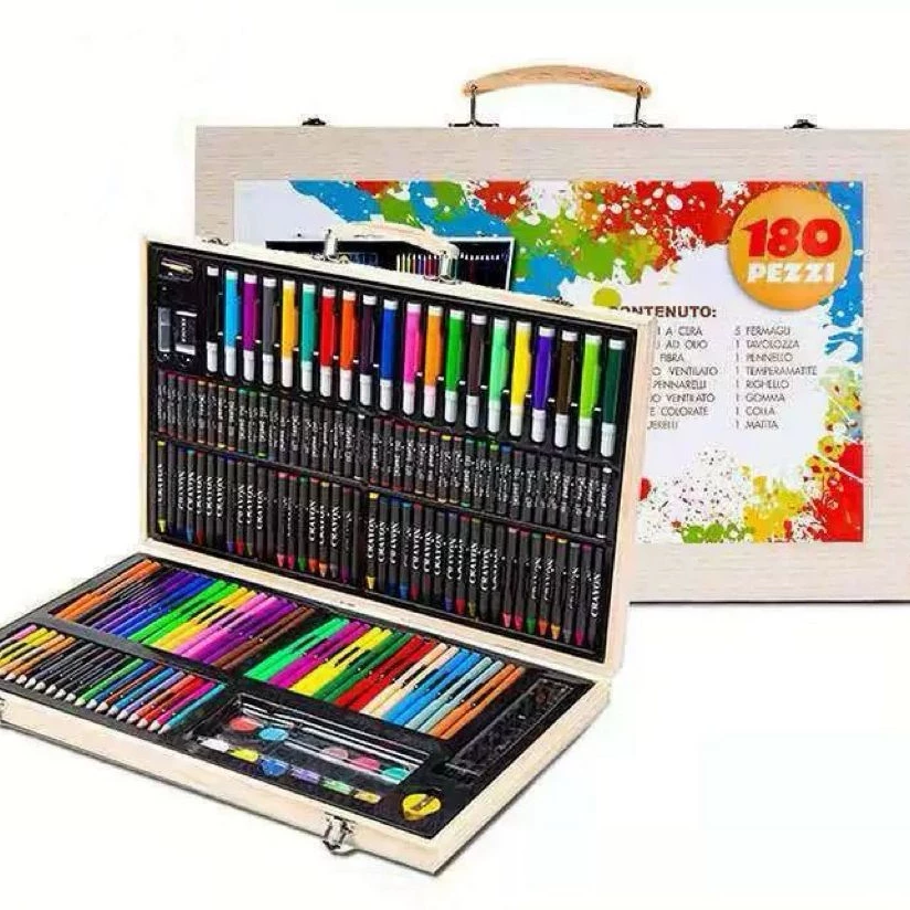 Caja Madera set 180 lapices