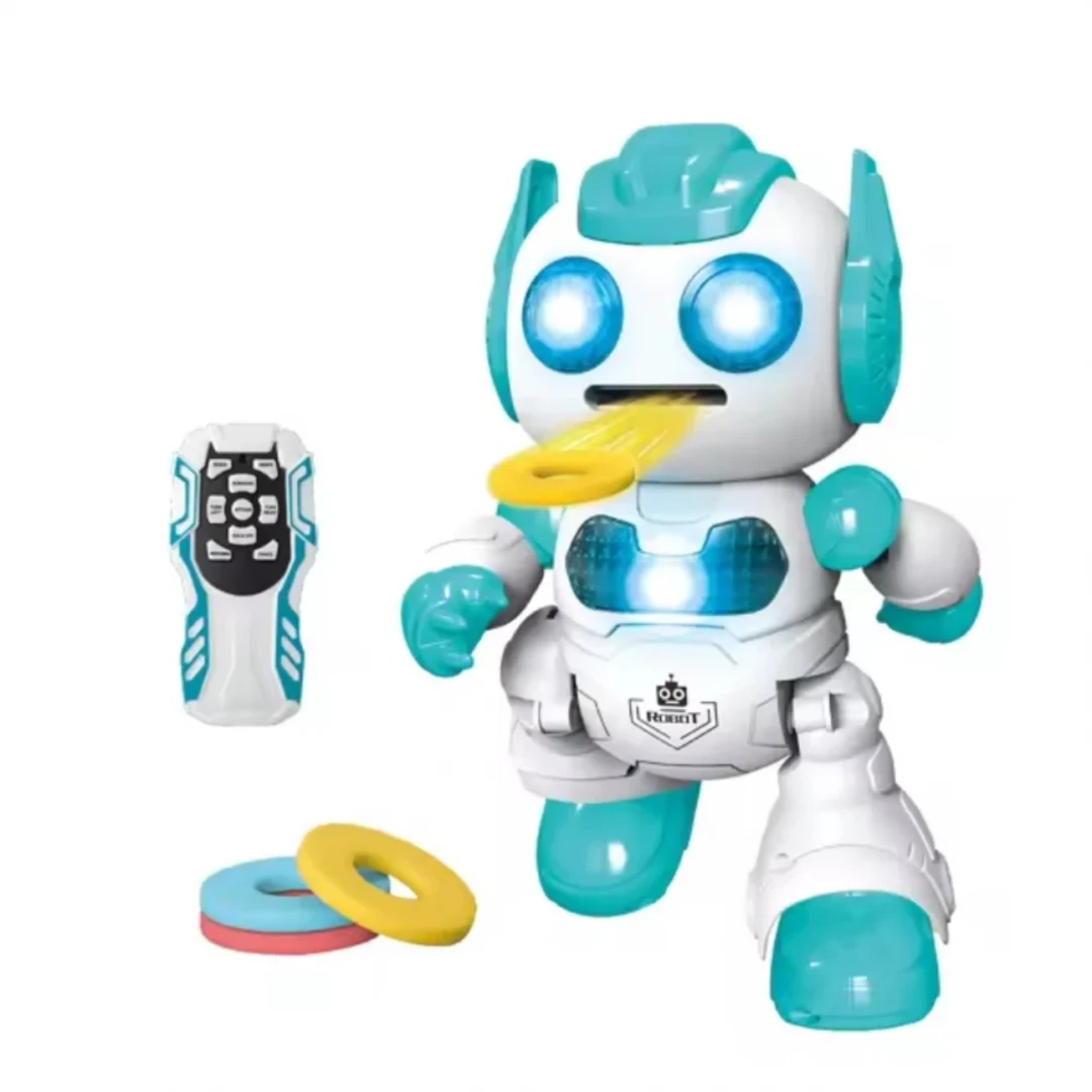 Robot a Control Remoto Lanza Discos Luces y Sonidos Verde