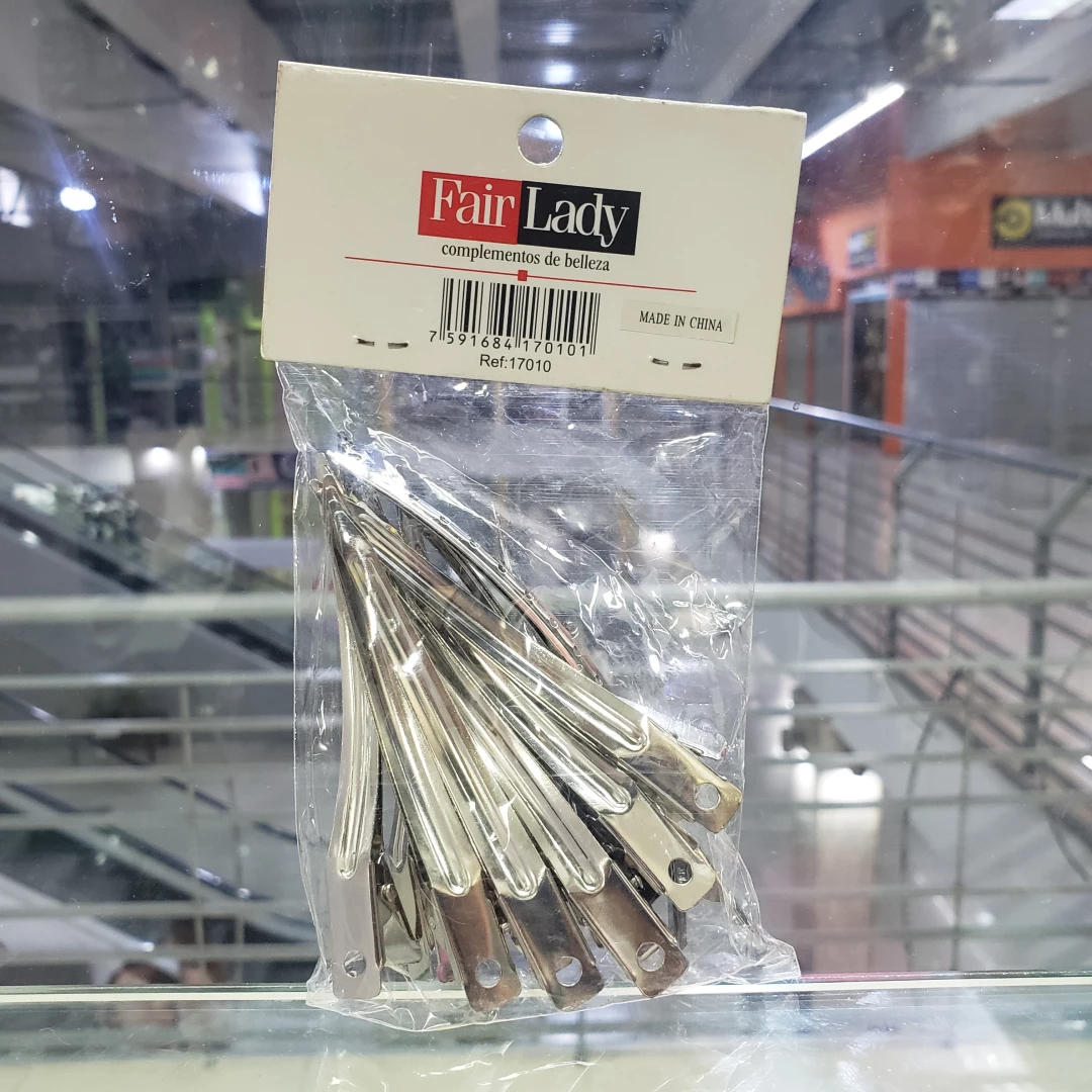 PINZAS FAIR LADY BOCA DE PATO METAL (12 DUCK BILL CLIPS)