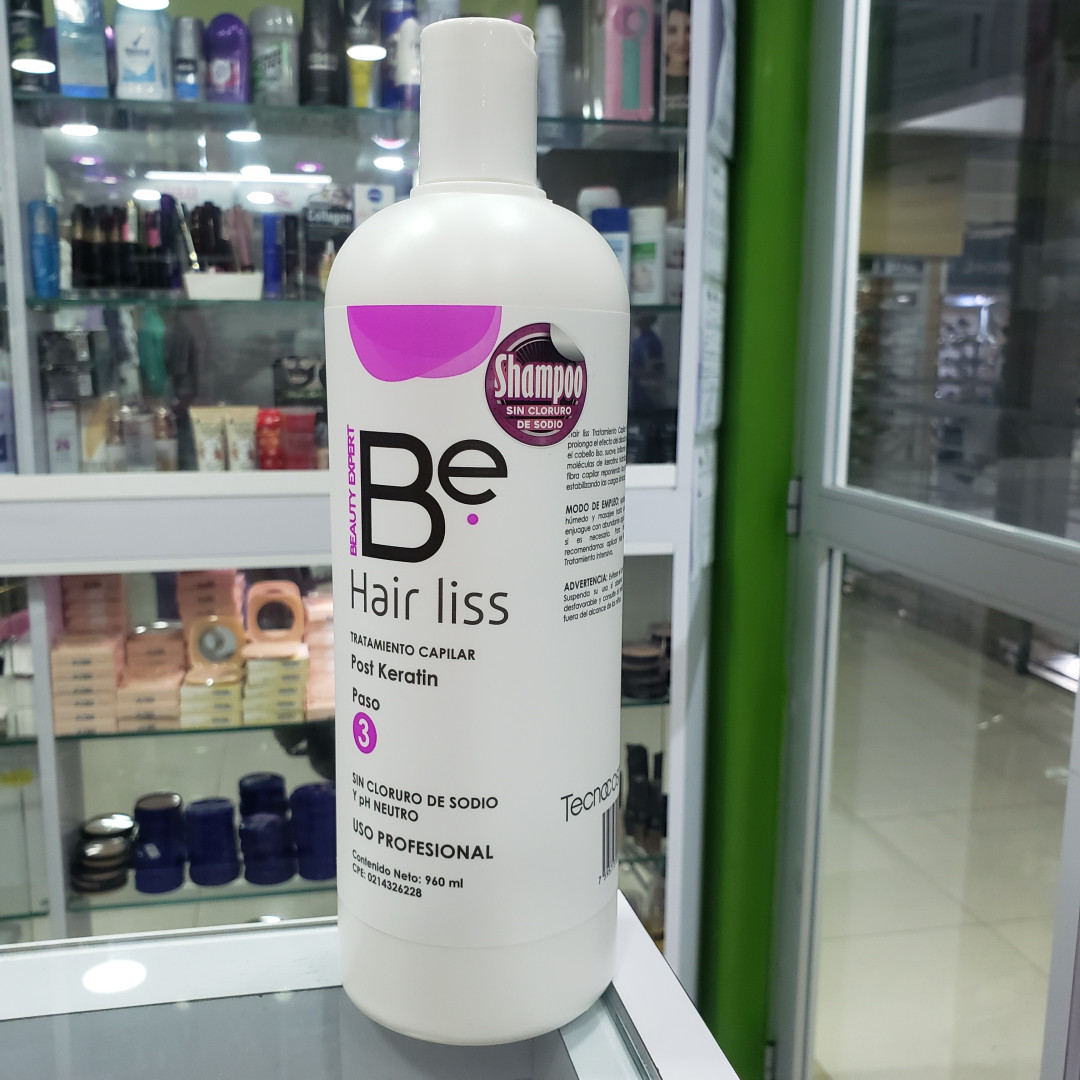 CHAMPU BE HAIR LISS POST KERATIN PH NEUTRO (960ML) LIBRE DE SAL