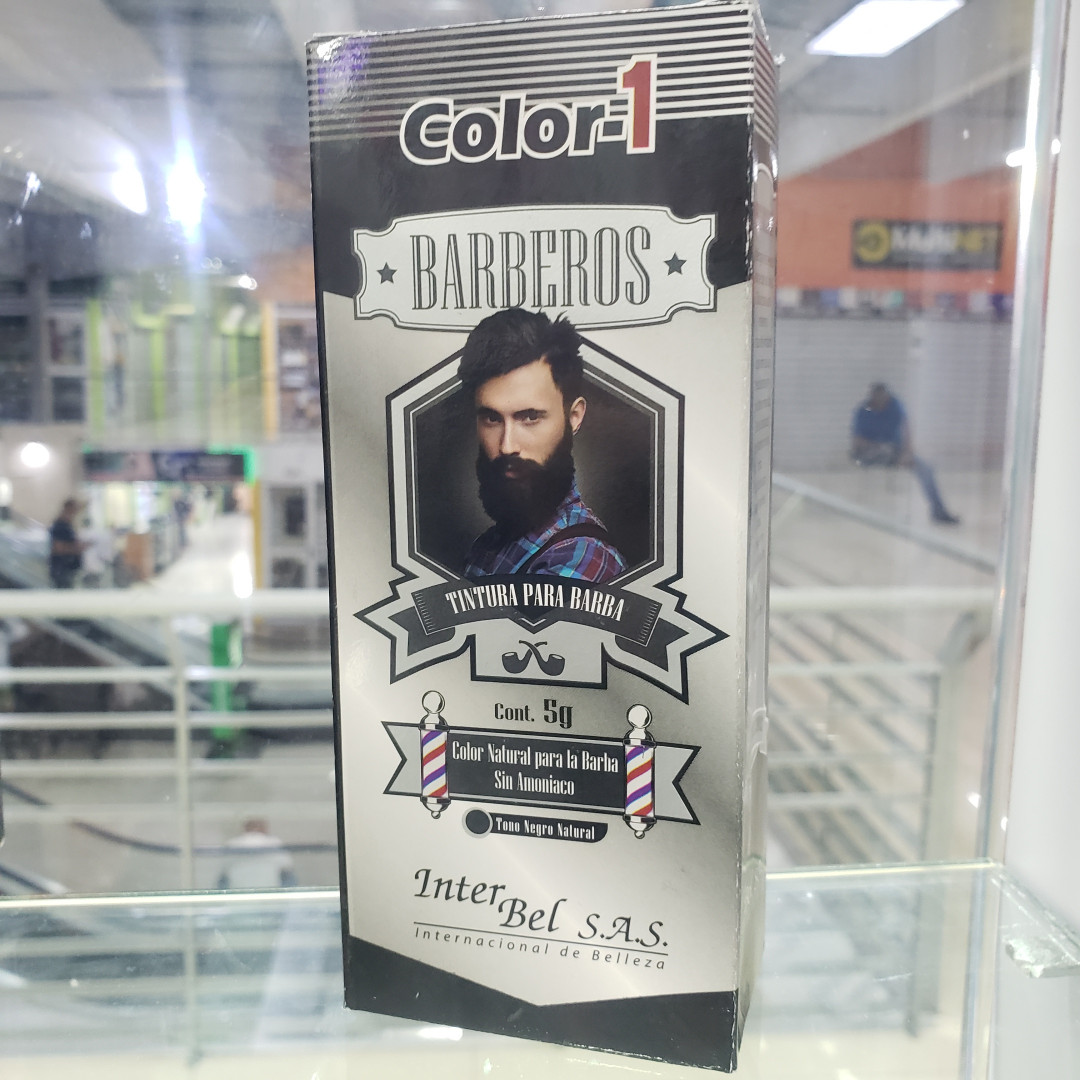 TINTE PARA BARBA COLOR-1 BARBEROS SIN AMONIACO NEGRO NATURAL 5 GR.