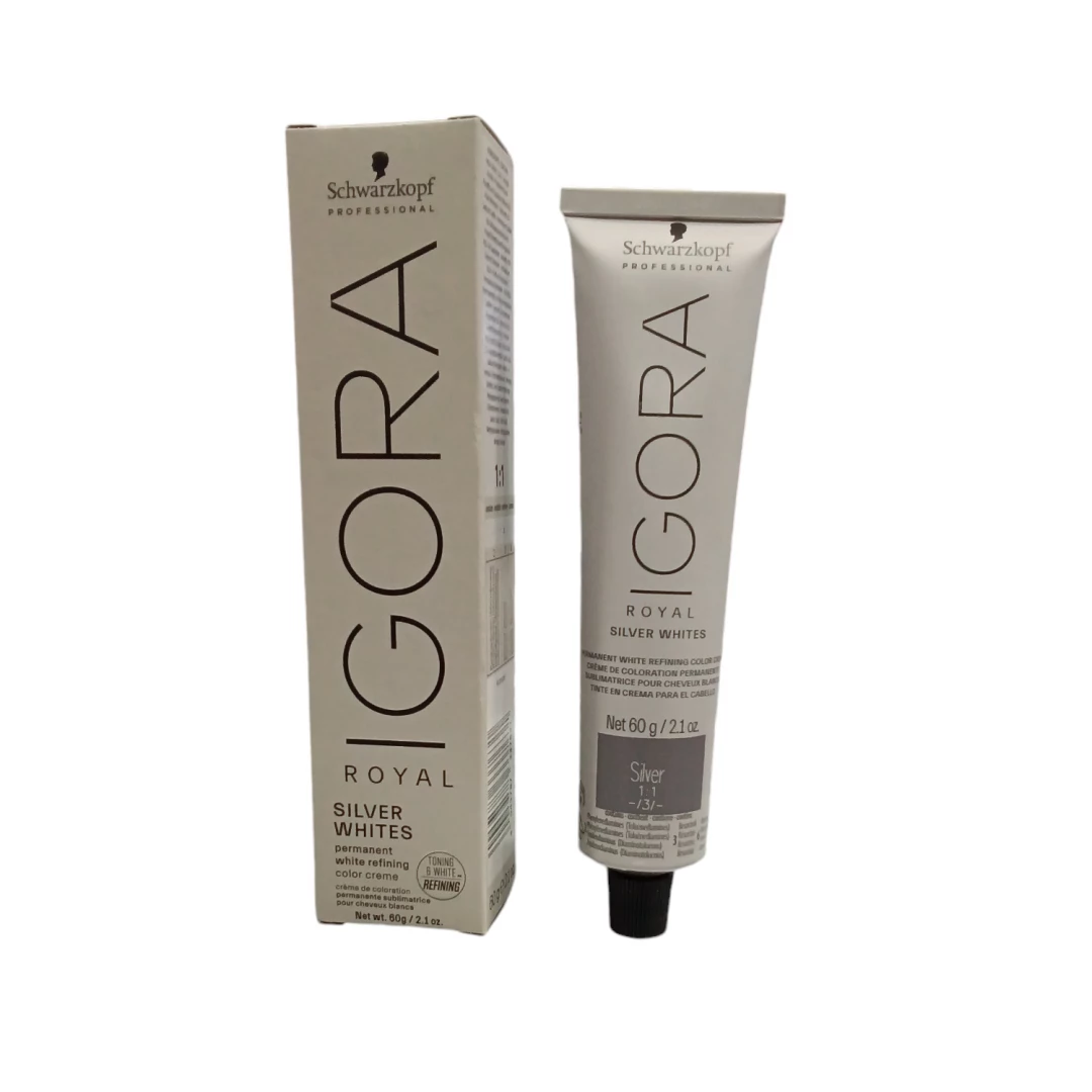 TINTE PLATA CLARO IGORA ROYAL SILVER (60 GR) INCLUYE VOL.30 (60ML) SILVER WHITES