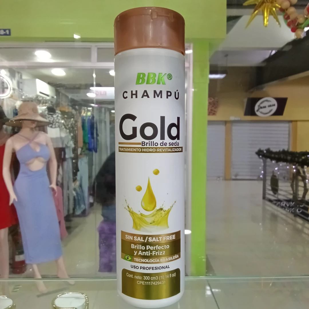 CHAMPÚ BBK GOLD BRILLO DE SEDA SIN SAL 300 ML