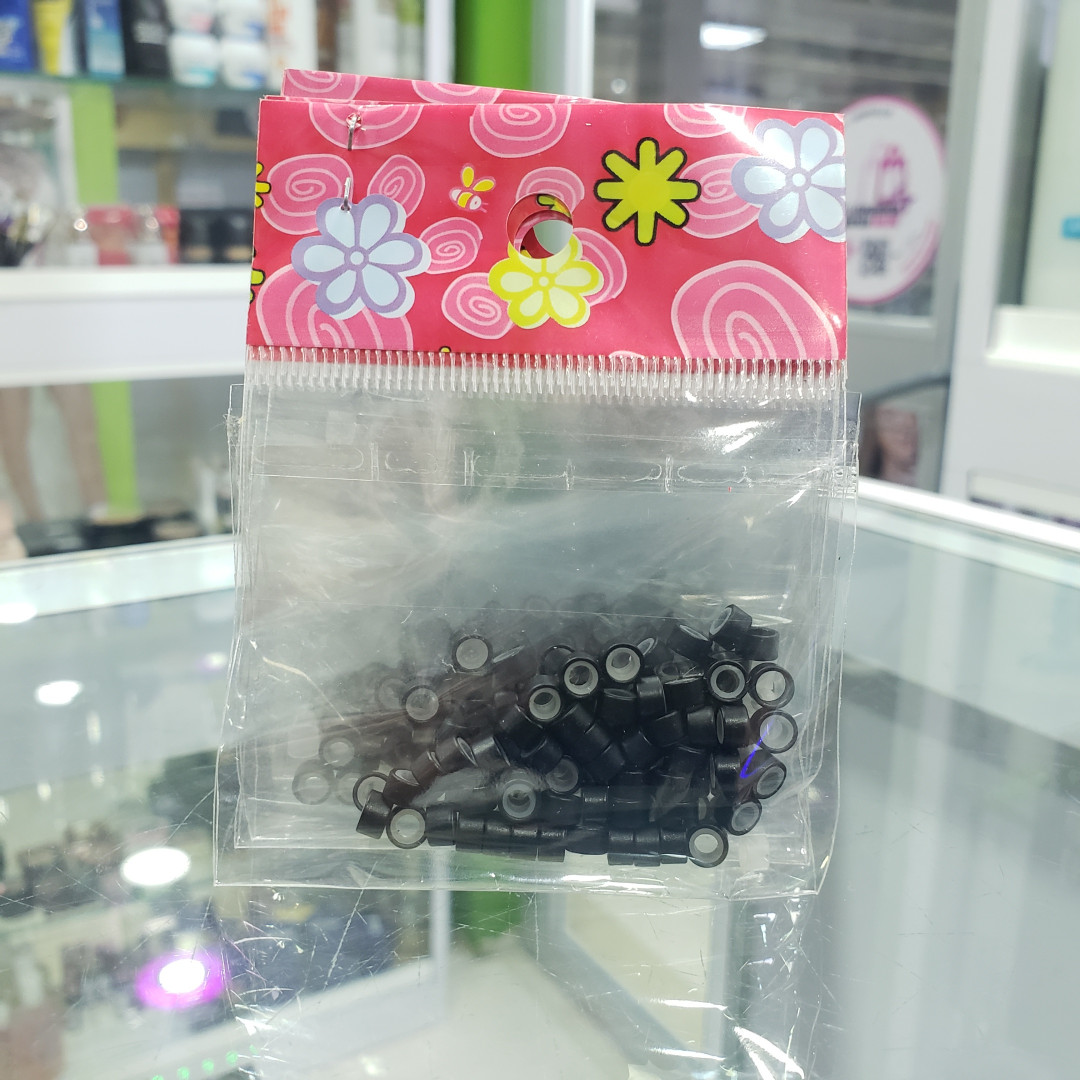 MICRO-RING CON SILICON PARA EXTENSIONES NEGRO (48UND)