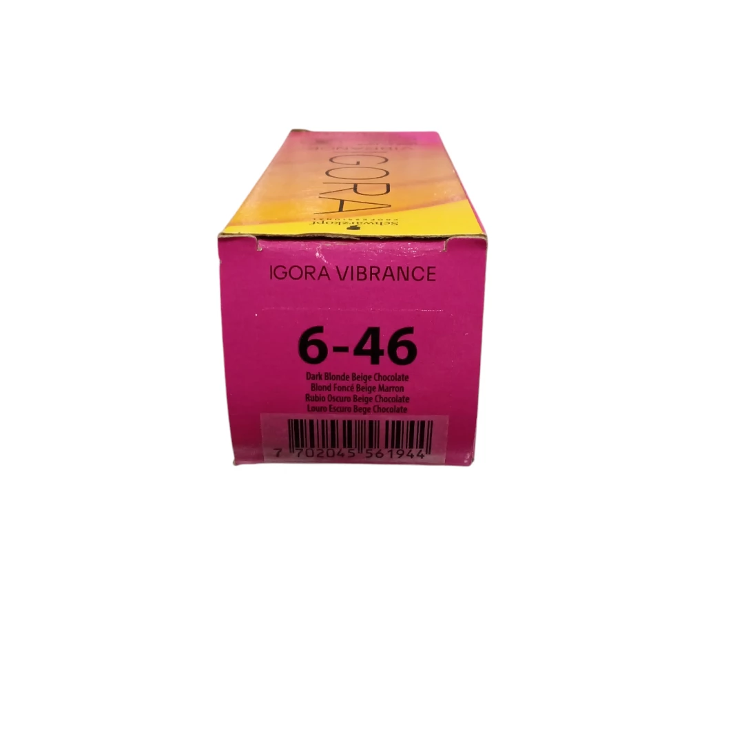 TINTE RUBIO OSCURO BEIGE CHOCOLATE IGORA VIBRANCE 6-46 + LOCION ACTIVADORA (60 ML)