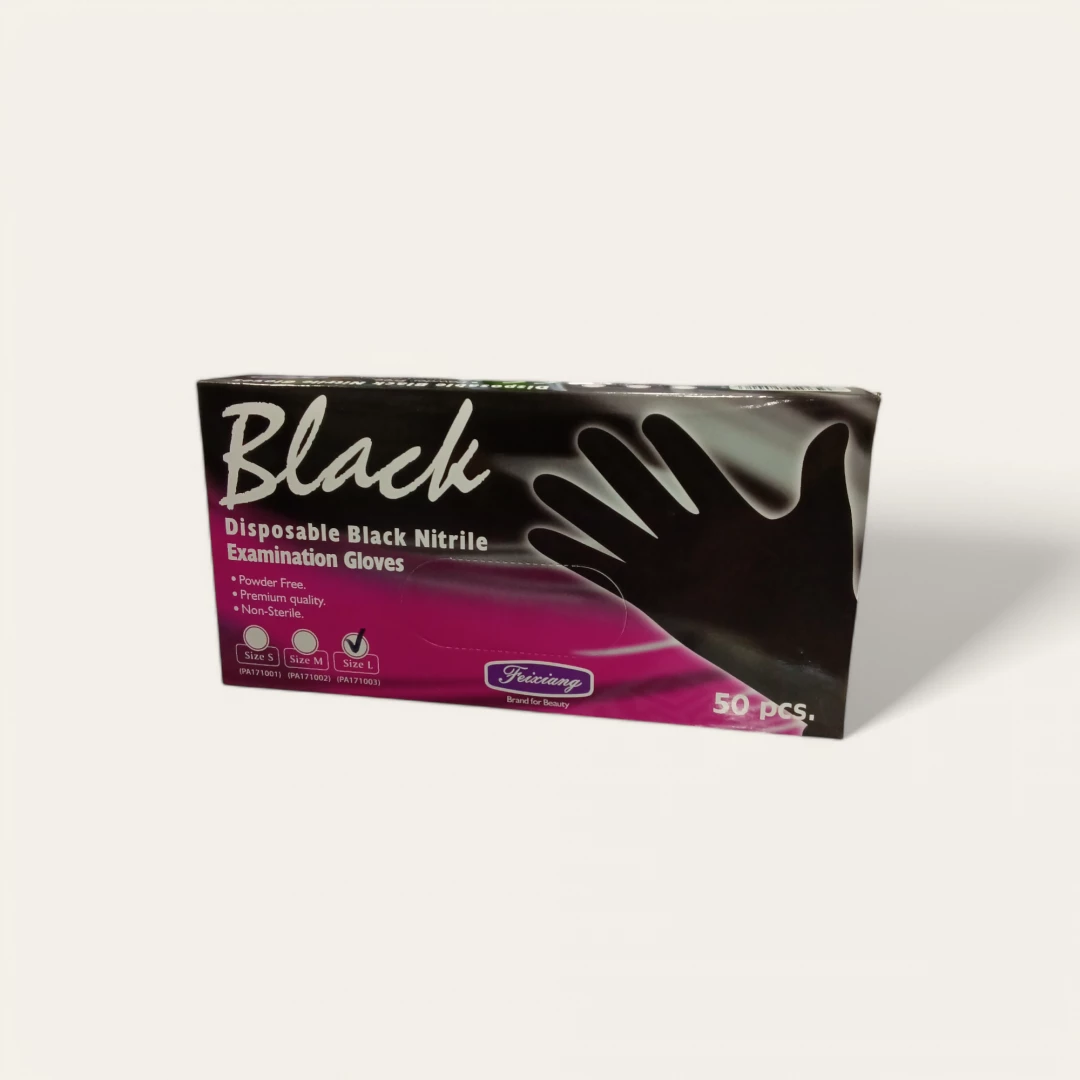 GUANTES DE NITRILO FEIXIANG BLACK 50 PCS. SIZE L