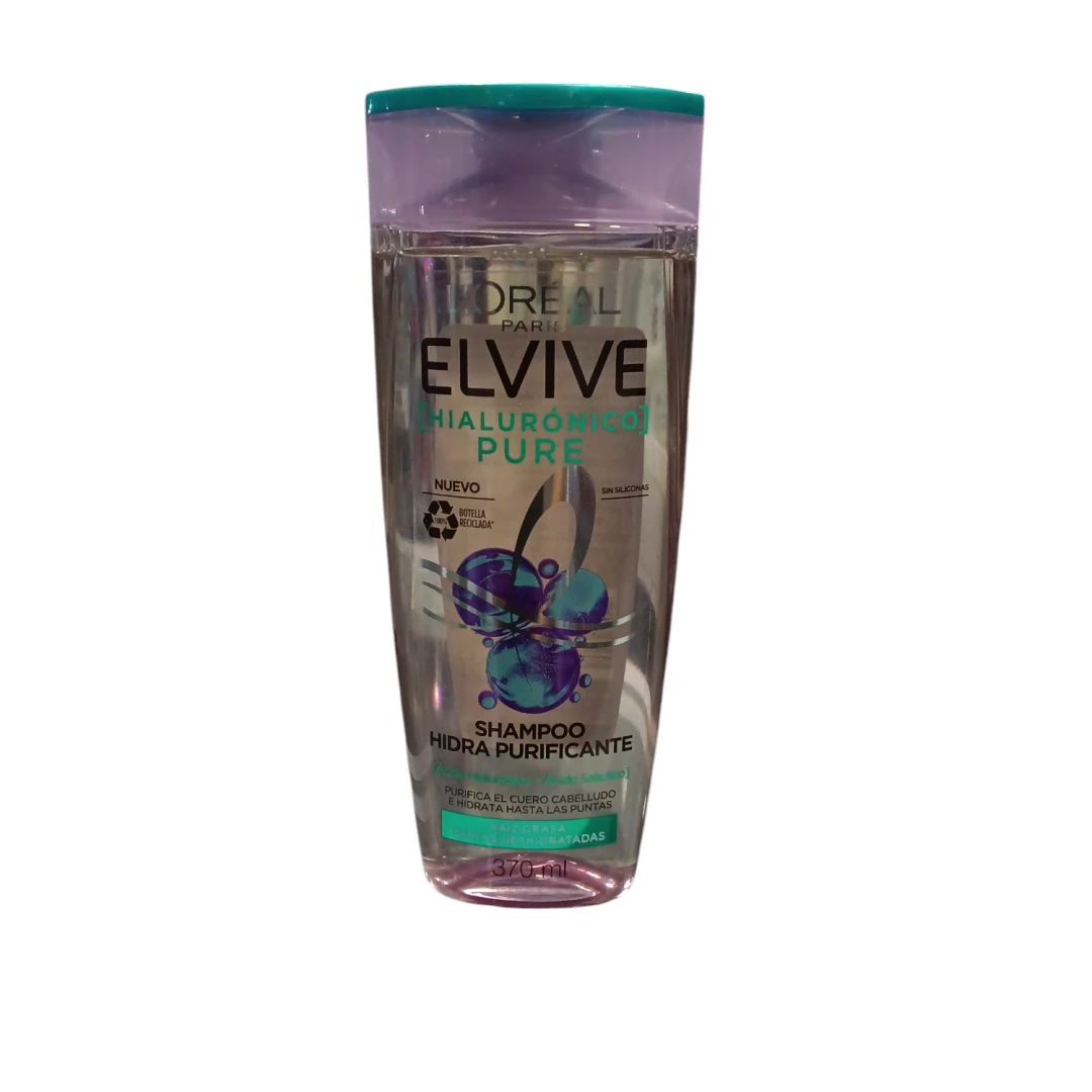 CHAMPÚ ELVIVE LOREAL HIALURÓNICO PURE 370 ML