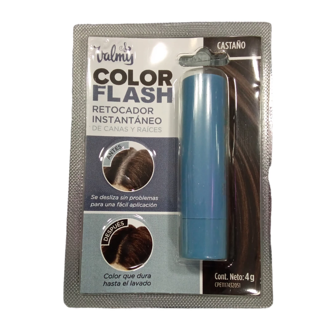 RETOCADOR DE CANAS VALMY COLOR FLASH EN BARRA CASTAÑO 4 GR