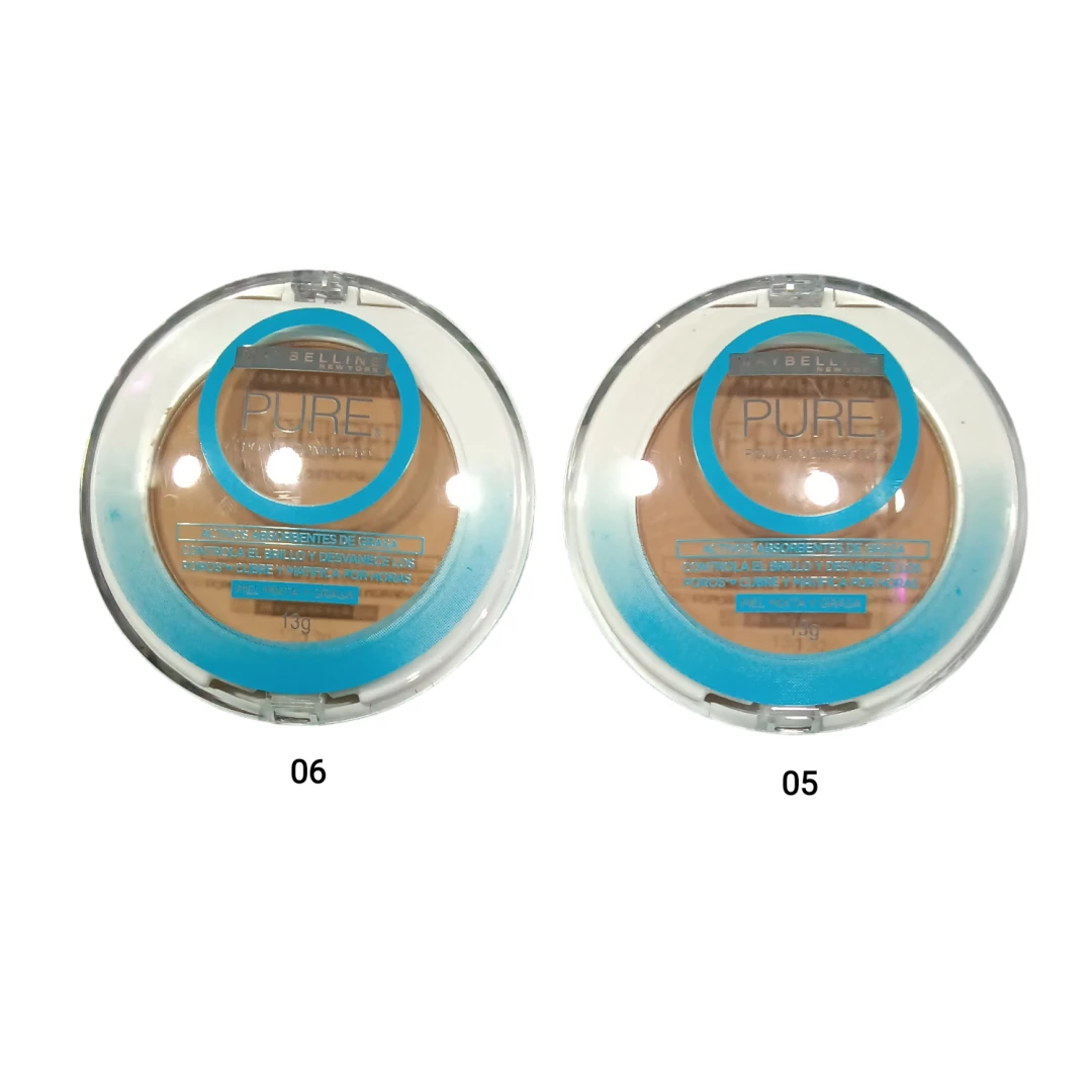 POLVO COMPACTO MAYBELLINE PURE PIEL MIXTA Y GRASA 13GR