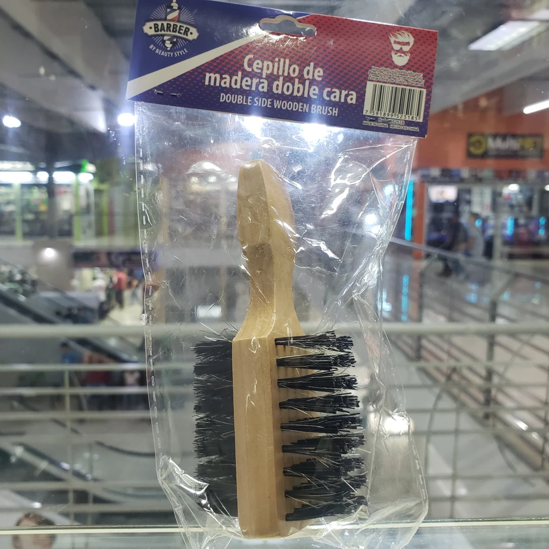 CEPILLO DE BARBERO BARBER MINI DOBLE CARA DE MADERA REF 0652518