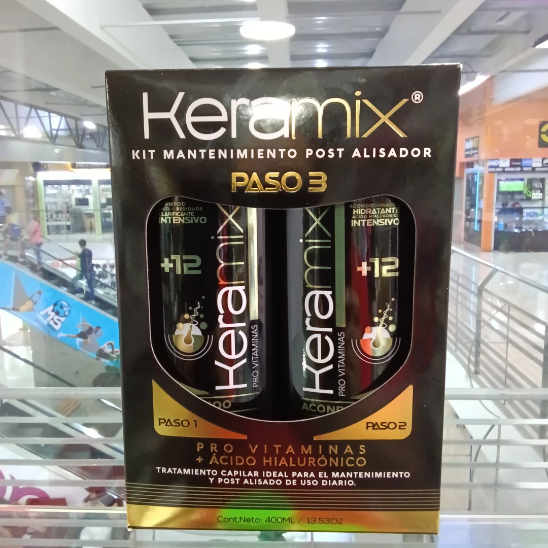 KIT KERAMIX POST ALISADOR (2 PZAS) PRO VITAMINAS + ACIDO HIALURONICO CHAMPU & ACONDICIONADOR 400 ML