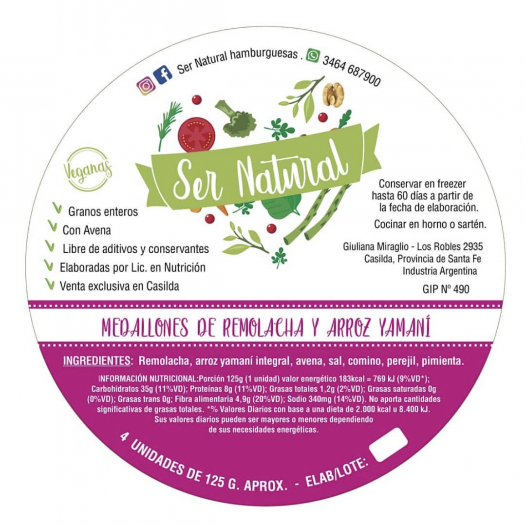 Hamburguesas Ser Natural Remolacha y Arroz