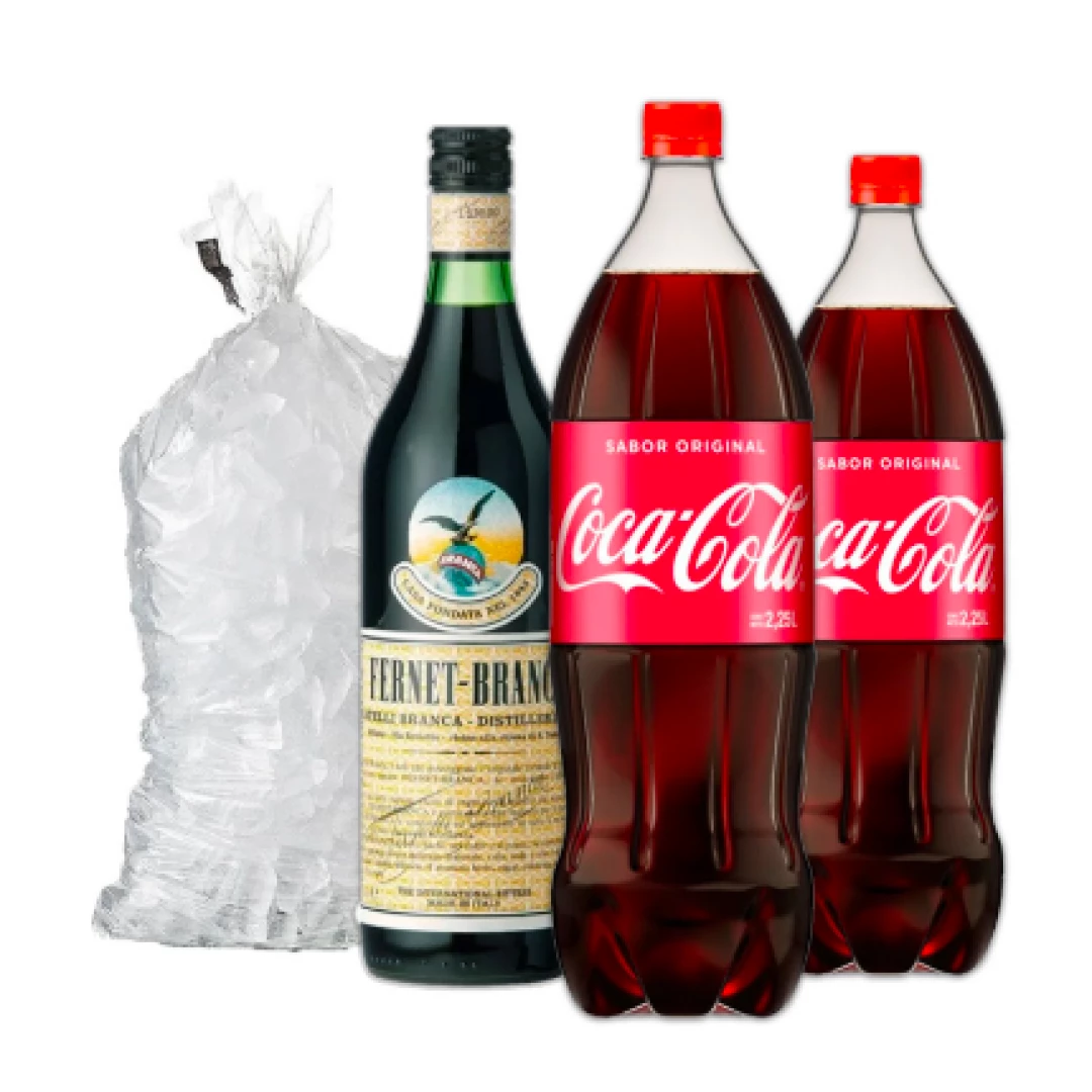 Fernet Litro +  2 Cocas 2.25lts + Hielo