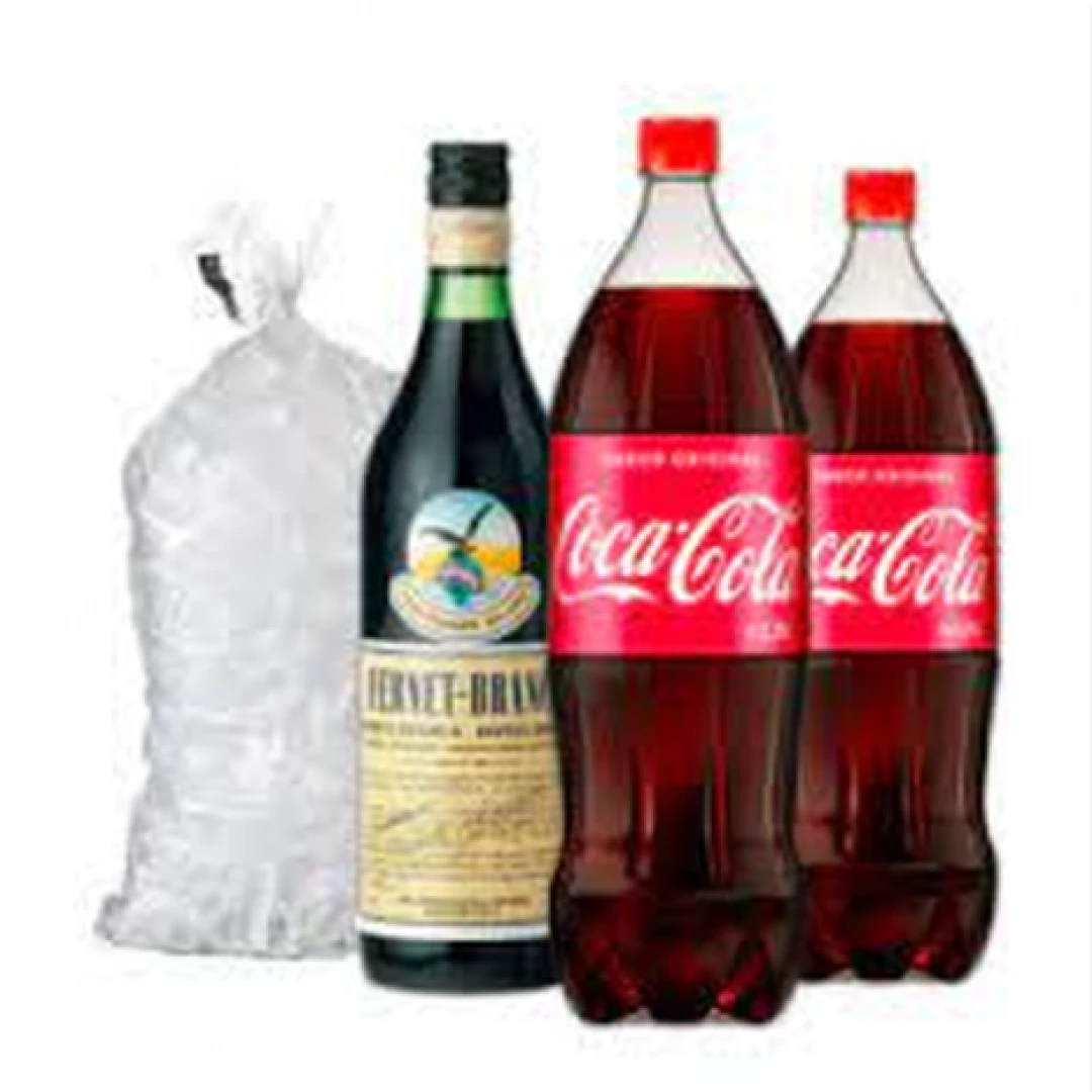 Fernet 750ml + 2 Cocas 2.25lts + 1 Hielo 2kg