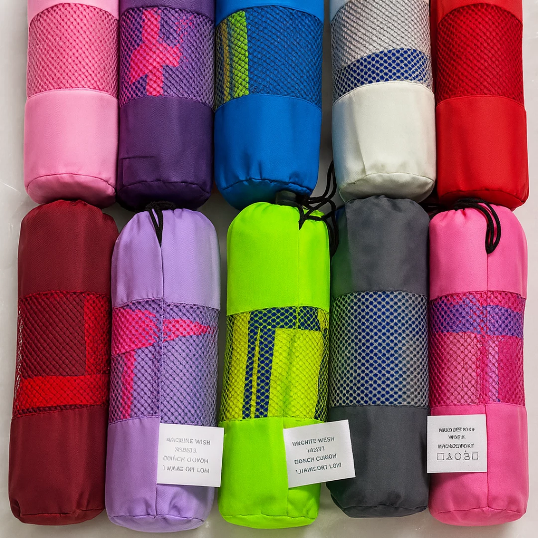 Toallon secado rapido gamuzado con bolsita