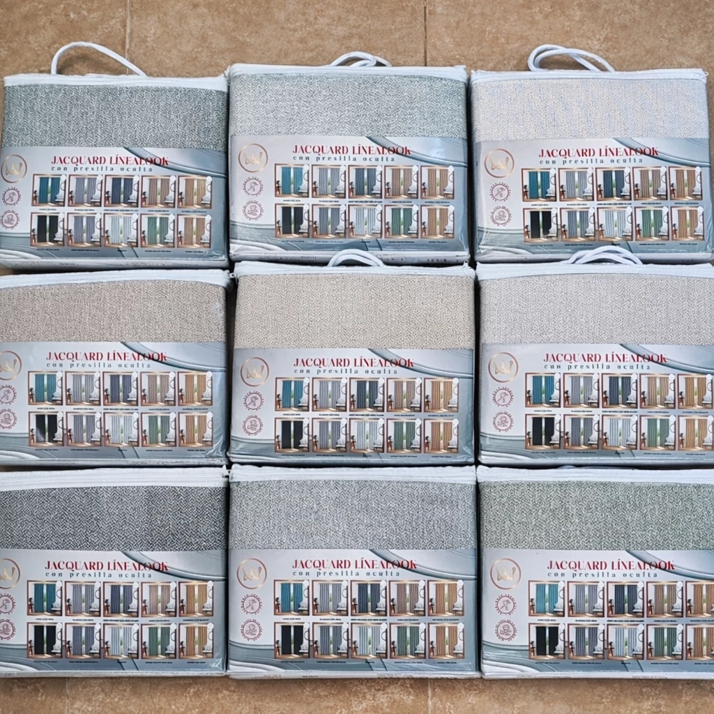 Juego cortinas black out jackard lino engomada