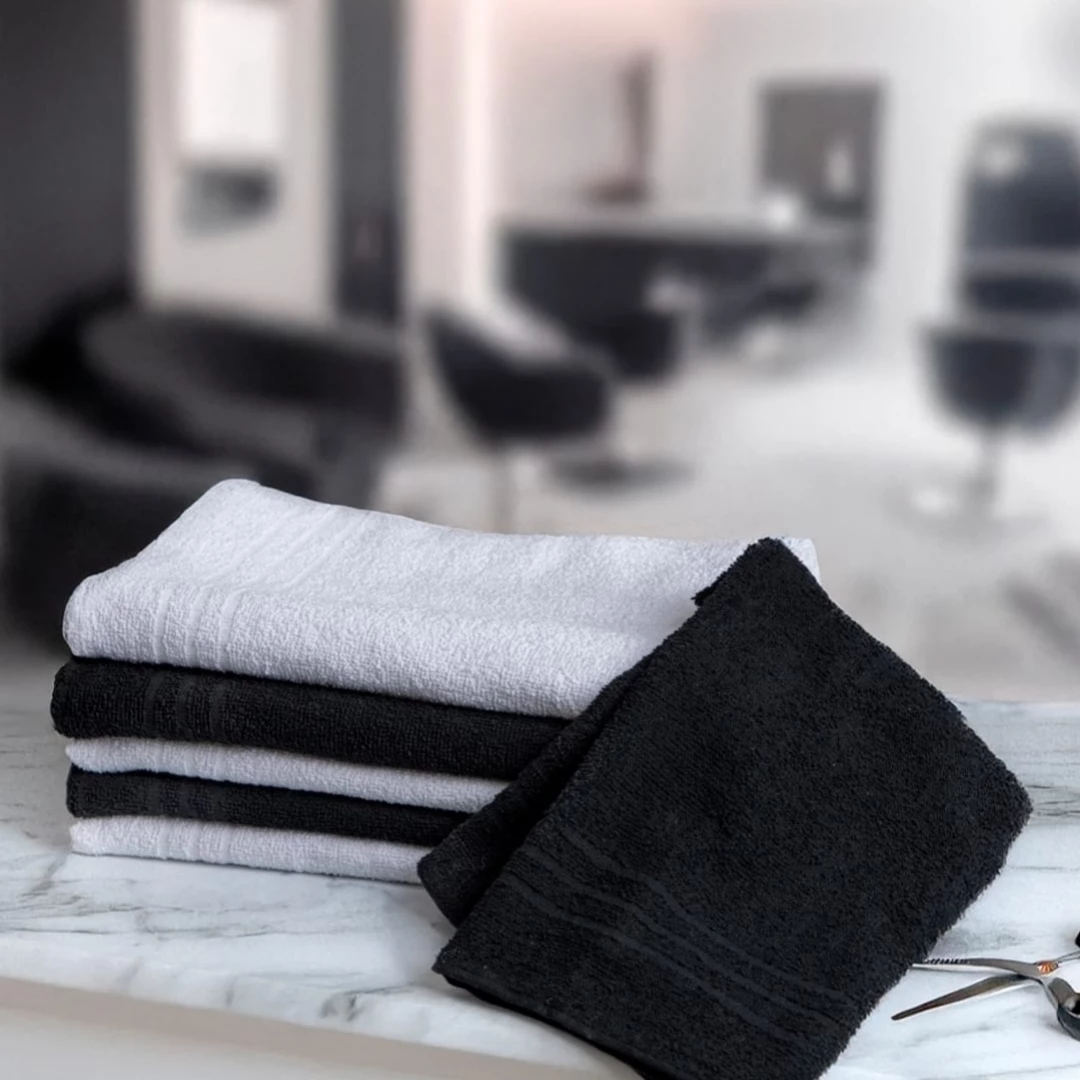 Toalla peluqueria negro y blanco