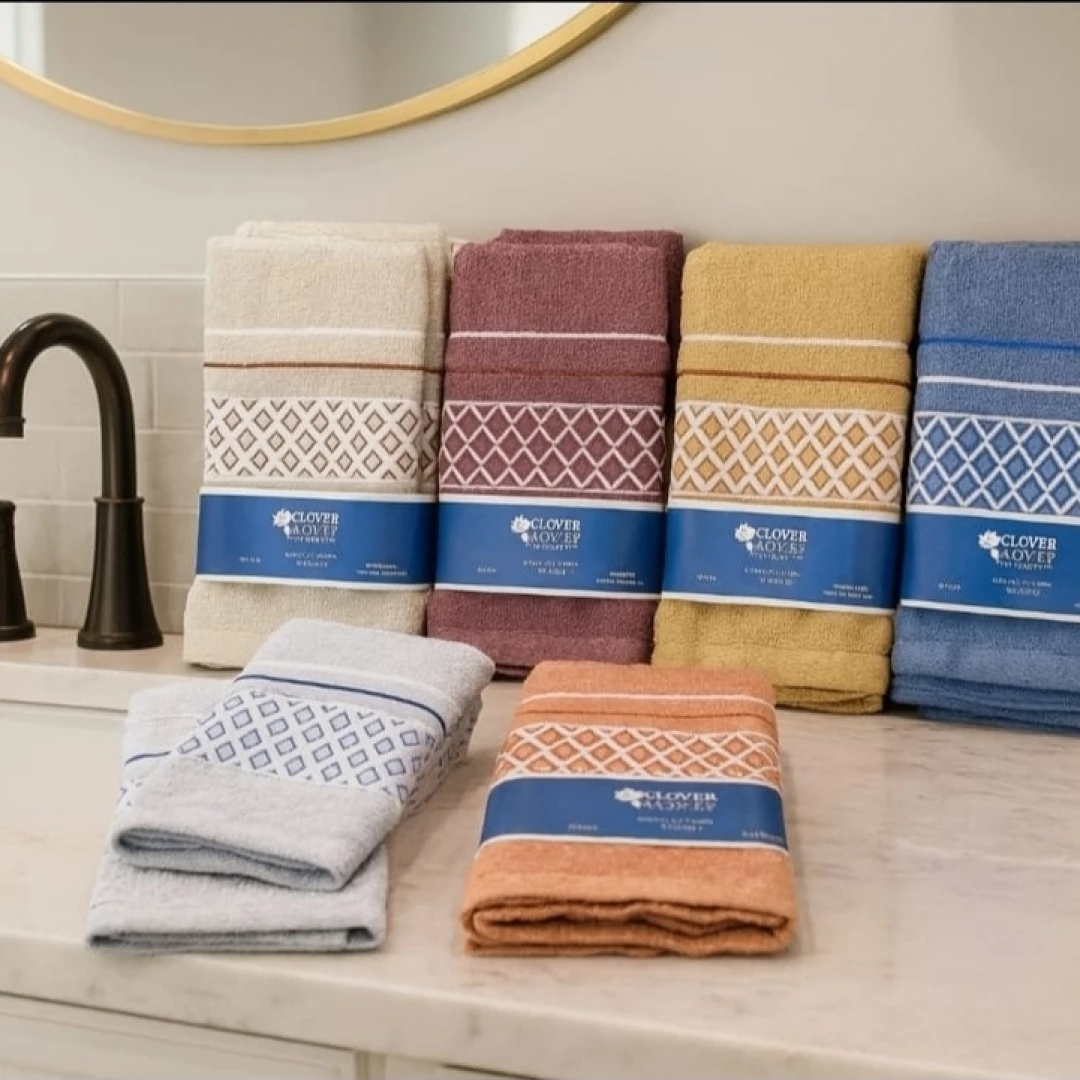 Juego toalla toallon 420gr 100% alg con guarda clover