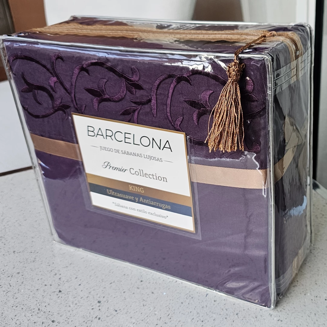 Juego sabanas King size bordadas Barcelona