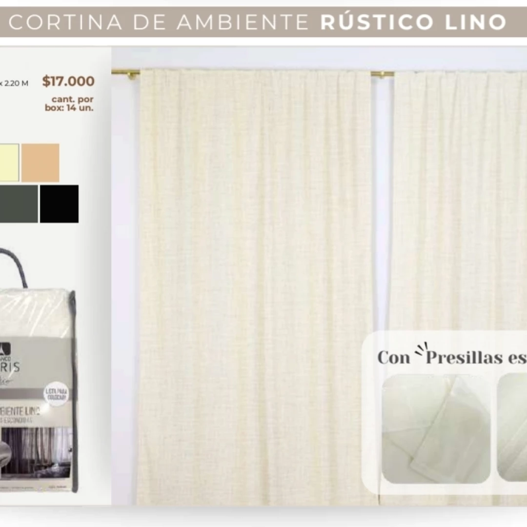 Juego cortinas lino rustico para living