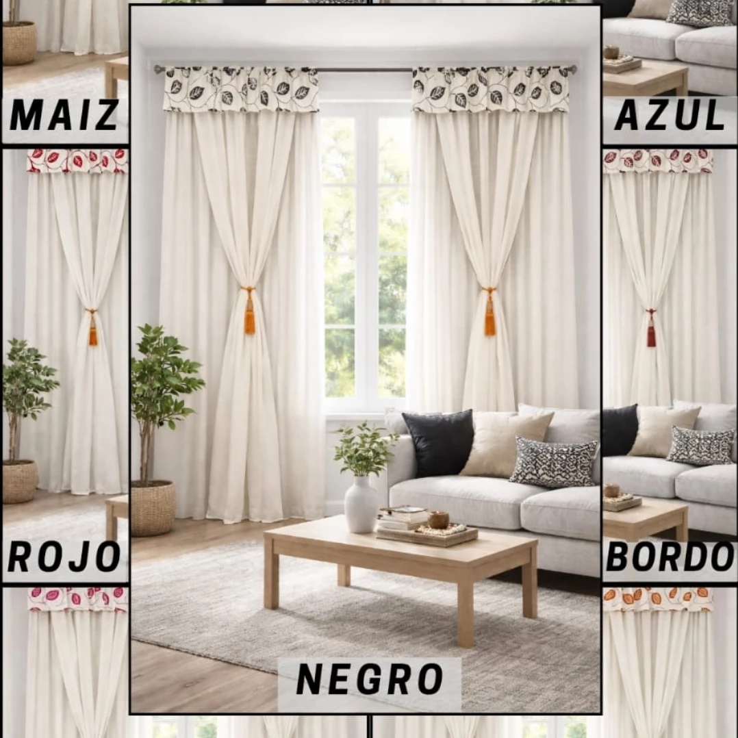 juego cortinas madras con faldón