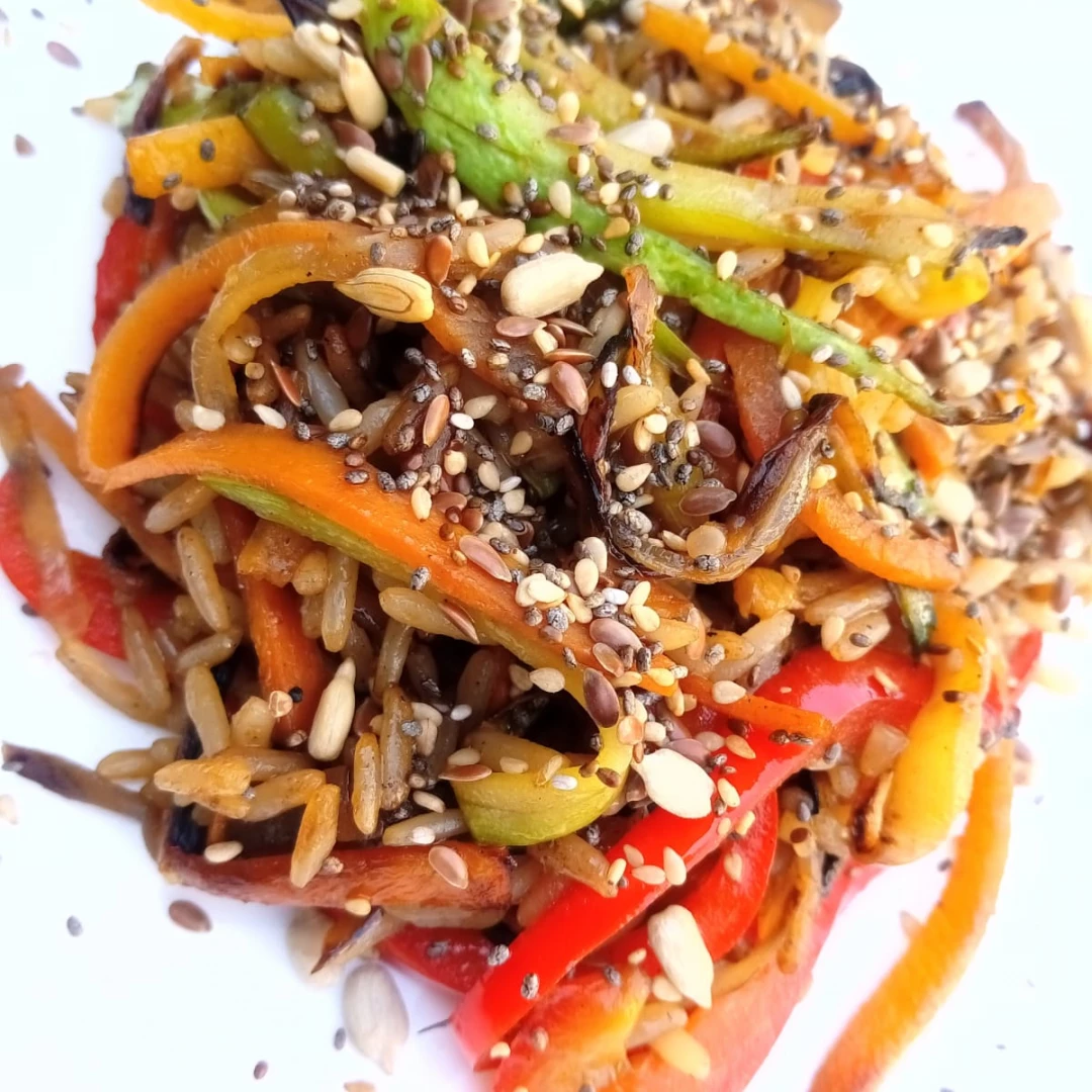 Wok de vegetales con arroz