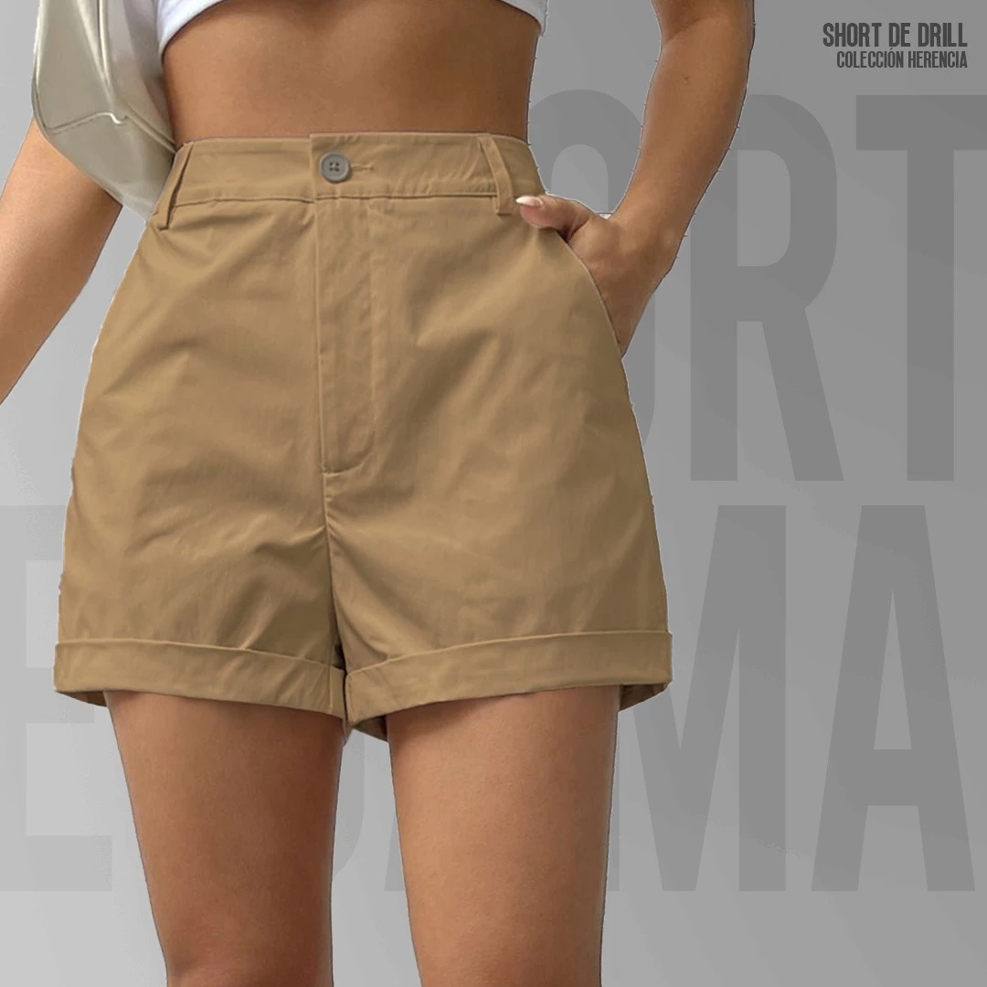 SHORT DE DRILL GIRL KAKI