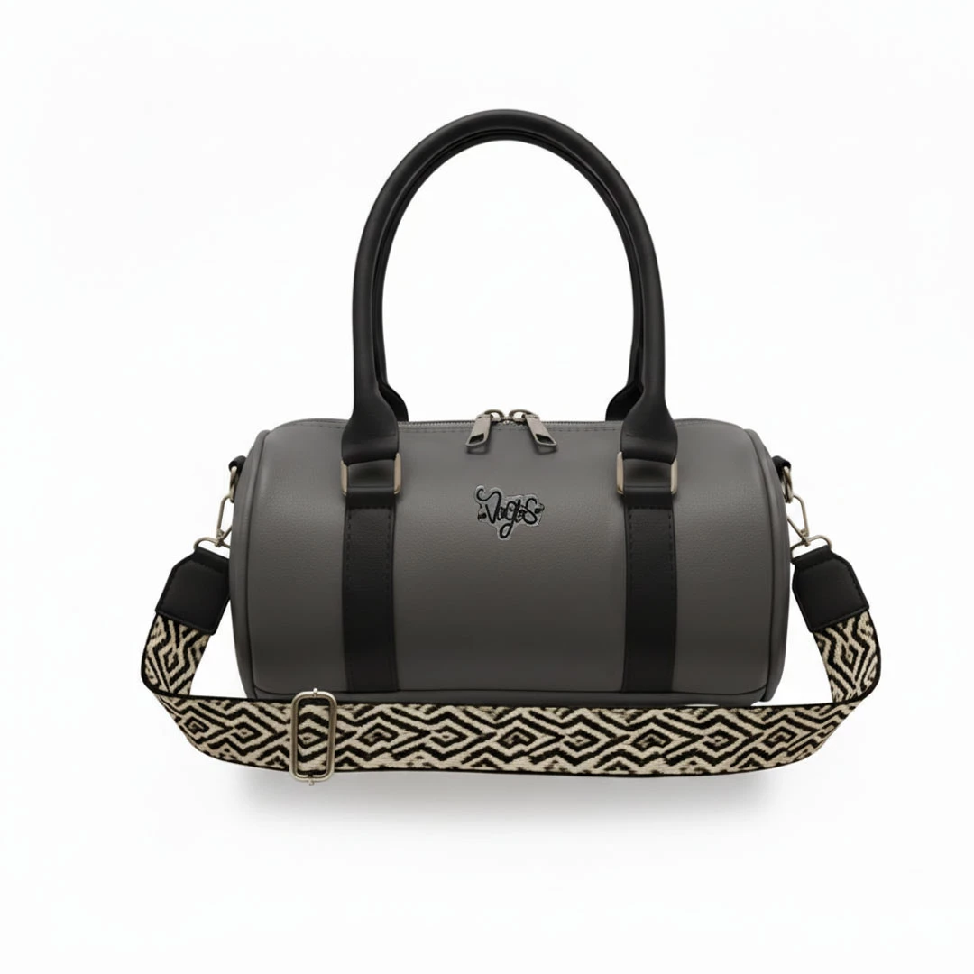 Cartera Cilindrica Gris