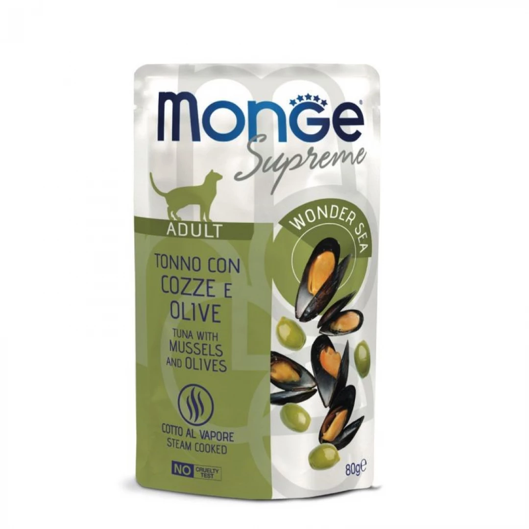 MONGE S.PR.ADUL TUN/MUSSEL/OLIV * 80GR
