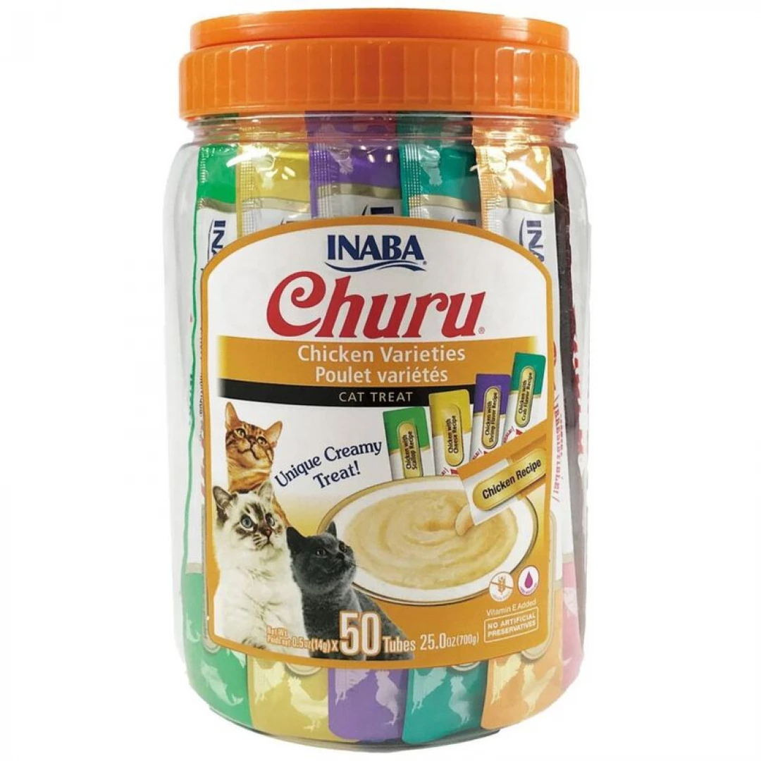CHURU CAT SNACK 50 PIEZAS - BOMBONERA TUNA & CHICKEN VARIETY