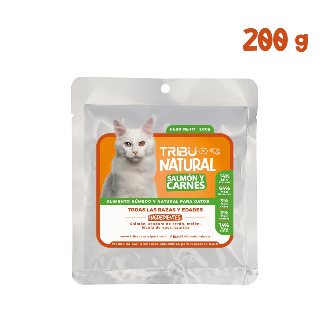 TRIBU NATURAL DE SALMON Y CARNES PARA GATOS * 200GR