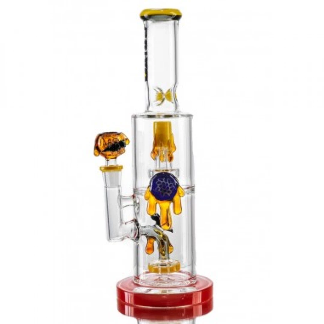 BEE WATERPIPE 35 CM COLOR YELLOW-CALVO GLASS